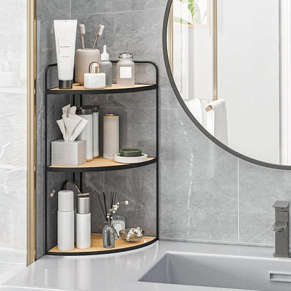 Forest Angle Bathroom Counter Organizer,Countertop Organizer,Vanity Organizers,Bathroom Storage,Bathroom Sink Caddy,Counter Shelf,Corner Counter,Corner Shelves(Black-Burlywood)