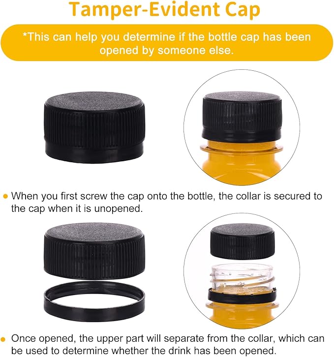 Moretoes 6pcs 2oz Plastic Shots Bottles with Caps, Plastic Juice Bottles with Lids, Clear Reusable Water Bottles, Ginger Shots, Leak Proof, Disposable Beverage Containers for Juicing, Smoothie, Milk