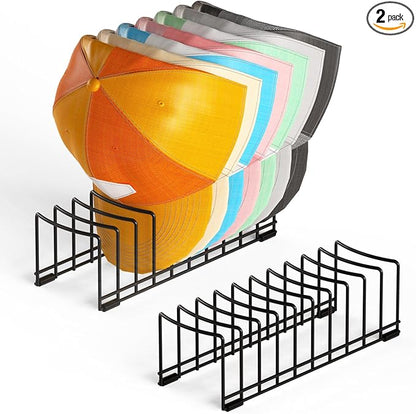 HzTinT 2 Pack Hat Organizer for Baseball Caps, Metal Hat Stand for 20 Baseball Caps, No Install Hat Holder with Silicon Anti-Slip Pad, Hat Rack Storage for Closet Dresser Desk Bedroom