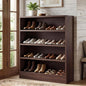 Homieasy Shoe Cabinet, 5-Tier Modern Wood Shoe Storage Organizer with 3 Adjustable Shelves for Entryway, Multi-Purpose Display Shelf & Storage Cabinet for Living Room, Bedroom, Dark Walnut