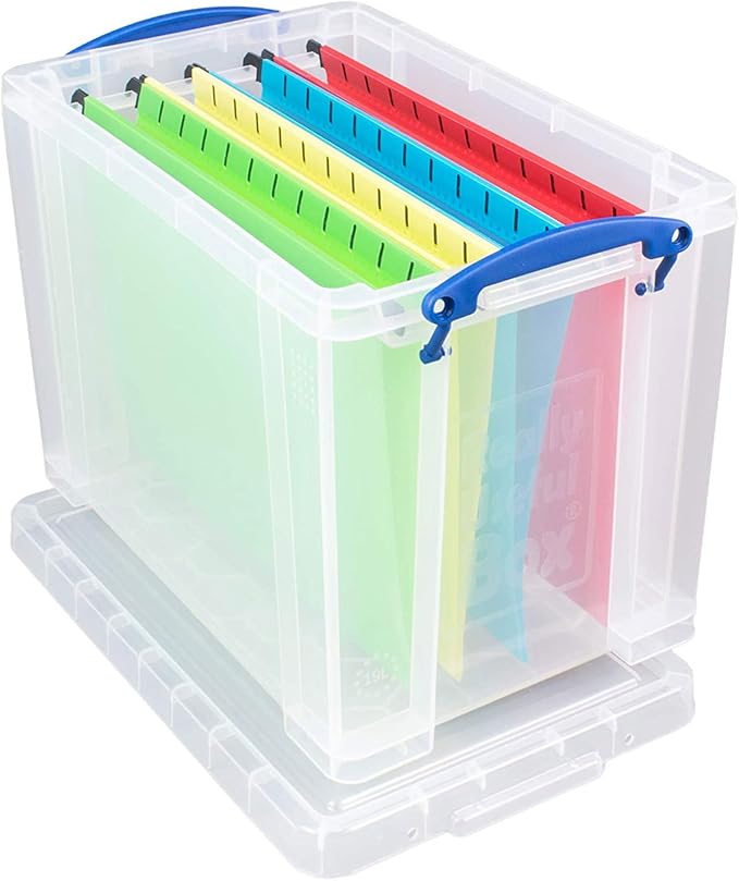 Really Useful Box 19 Liter Plastic Stackable Storage Container w/Snap Lid & Built-in Clip Lock Handles for Home & Office Organization, Clear (5 Pack)