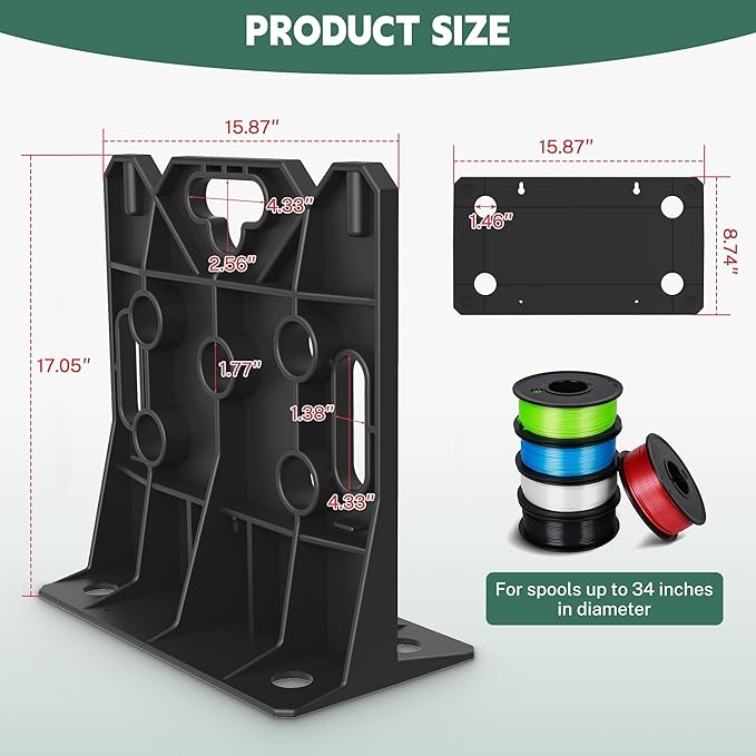 Wire Spool Rack, Multi Purpose Wire Dispenser Cable management rack for organizing cables, 34" diameter‌ 17" tall 15.87" wide 330 pound weight capacity (Black, 1 Pair)