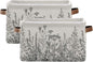 Black and White Flowers Storage Baskets,Decorative Collapsible Rectangular Canvas Fabric Storage Bin for Home, 2PACK