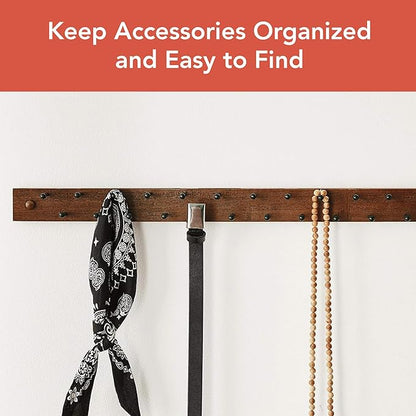 Spectrum Diversified Wooden Closet Wall Mount Storage Rack, 24 Peg Tie, Belt, Scarf and Jewelry Organizer One Coffee