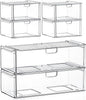 caktraie Acrylic Stackable Storage Drawers Set of 6, Clear Plastic Storage Drawer Organzier, Storage Organizer, Makeup Organizer,Ideal for Vanity, Bathroom,Cabinet,Pantry Organization