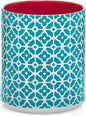 DOWAN Colorful Large Utensil Holder, 7.2" x 6.2" Ceramic Kitchen Utensil Holder for Countertop, Vibrant Patterned Utensil Crock with Protection Cork Mat, Utensil Caddy for Housewarming & Wedding Gift
