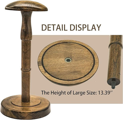 Freestanding Hat Stand, Tabletop Hat Rack, Wood Display Stand Holder for Caps and Wigs (Antique Brown)(One Piece)