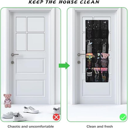 Skeleton Behind Door Shoe Organizer 12 Pockets Wall Hanging Storage for School Moon Over The Door Closet Organizer Mushroom Multi-Pocket Organizer