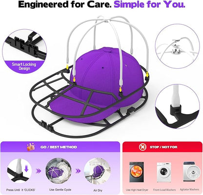 Hat Washer Cage for Washing Machine Baseball Hat Cleaner Rack for Washer & Dishwasher, Structured Cap Shaper & Protector for Hats, 1-Pack (Assembly Required)