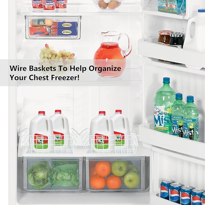 4 Pack Deep Freezer Organizer Bins Stackable Wire Basket for Organizing Metal Wire Storage Baskets for Pantry, Freezer Baskets for Chest Freezer, Upright Freezer