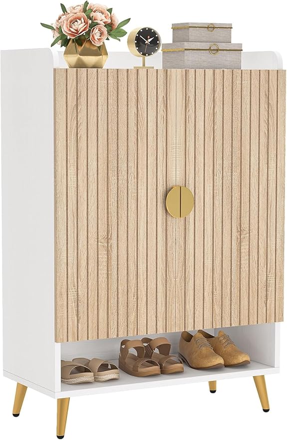 LITTLE TREE Shoe Cabinet with Doors & Adjustable Shelves, 7-Tier Modern Free Standing Shoe Racks Storage Organizer for Entryway, Living Room, Bedroom, Apartments