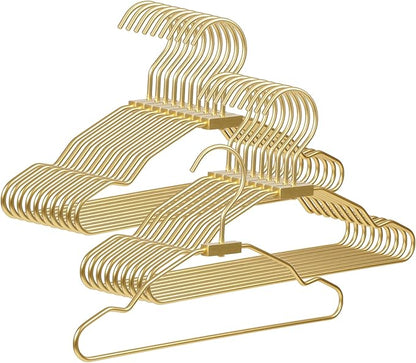 VWV Gold Aluminum Hangers, 20 Pack Baby Hanger，12.6 Inch Children Baby Hangers, Sturdy Metal Children Clothes Hangers for Wardrobe, Space-Saving Toddler Hanger