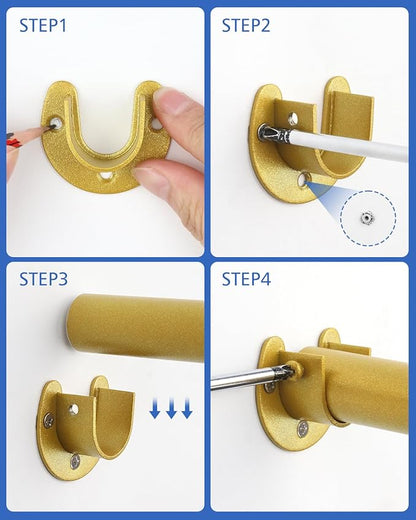 Closet Rods for Hanging Clothes - Heavy Duty, Length Adjustable (#1 Gold, 66.5" - 76")