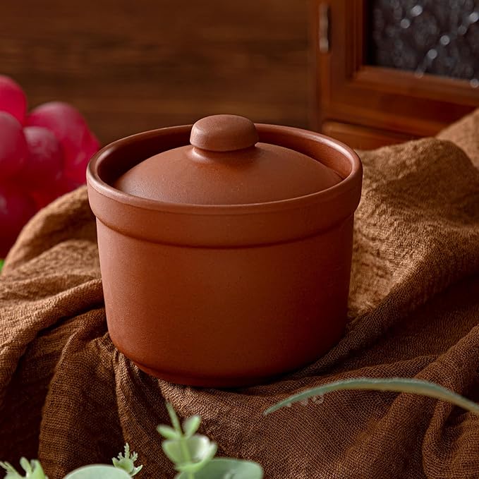 Maxdot 2 Pcs Salt Cellar with Lid and Wooden Spoon, 8 oz, Handcrafted Zisha Clay Salt Container Heavyweight Spices Jar Housewarming Gift for Kitchen Countertop, Kosher, Sea, Sugar, Keeps Spices Dry