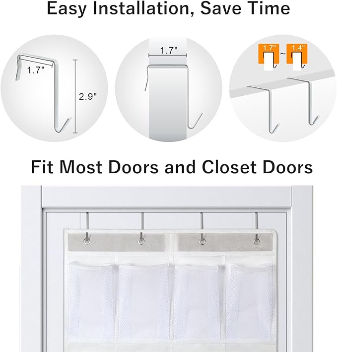 F-color Large Hanging Organizer - Over the Door Shoe Organizer, Cruise Essentials for Closet & Pantry, 20 Breathable Mesh Pockets, Space Saving Hanging Storage Holder with 4 Heavy-Duty Metal Hooks
