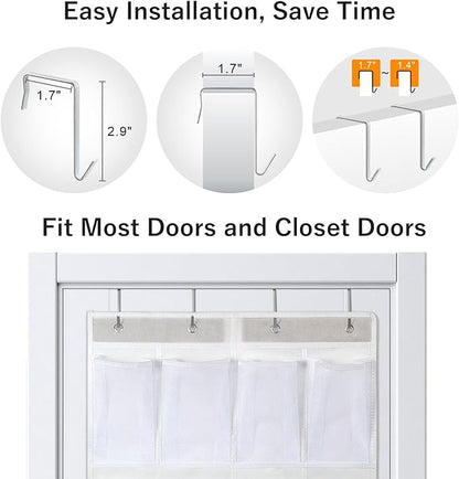 F-color Large Hanging Organizer - Over the Door Shoe Organizer, Cruise Essentials for Closet & Pantry, 20 Breathable Mesh Pockets, Space Saving Hanging Storage Holder with 4 Heavy-Duty Metal Hooks