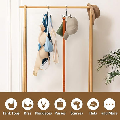 ZEDODIER Tie Hanger for Closet, Rotatable Tie Organizer for Men with 8 Hooks, Heavy Duty Space Saving Tie Rack for Ties and Belts, Black