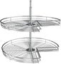 Rev-A-Shelf Dual Shelf Kidney-Shaped Lazy Susan Organizer for Corner Base Kitchen Cabinets, Rotating Turntable Storage Wire Trays, Chrome, 5472-28 CR