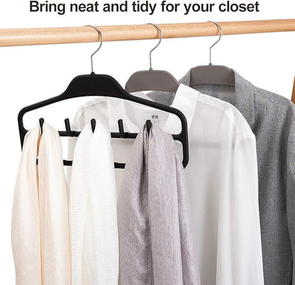 Grey Plastic Rubberized Hangers 30 Pack and Belt Hanger Rack Holder for Closet