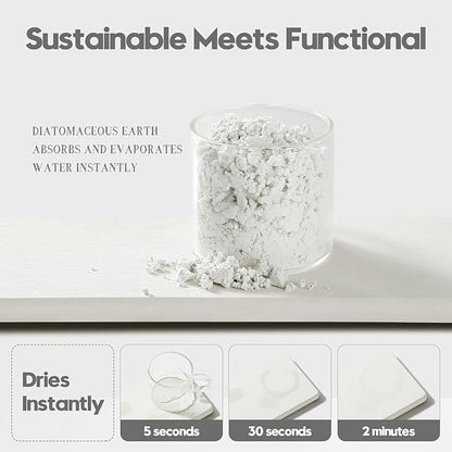 2PCS White Water Absorbing Diatomite Stone Drying Soap Dish Sink Vanity Tray for Bathroom/Kitchen Counter, Sponge Holder Mat Dispenser Rack Faucet Splash Guard Caddy Organizer, 9"x3.5"