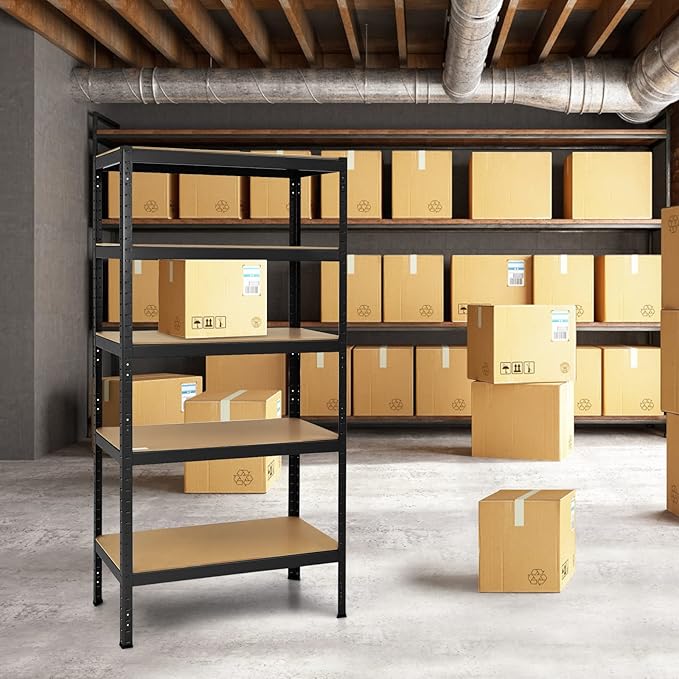 Tangkula 72" Storage Shelves, Heavy Duty Steel Frame 5-Tier Garage Shelf, Metal Multi-Use Storage Shelving Unit for Home/Office/Dormitory/Garage (1, Black)