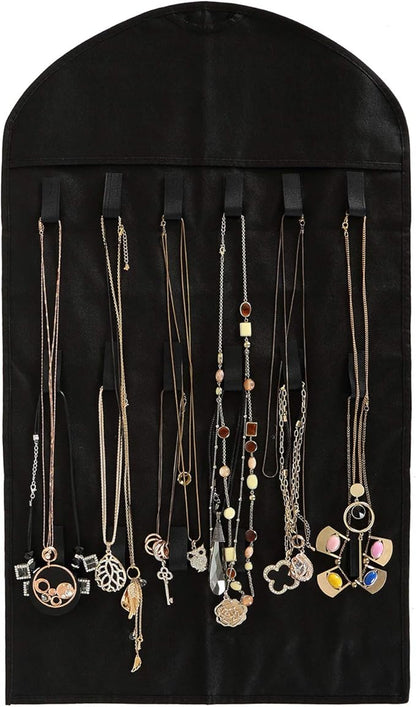 Foraineam 3 Pack Hanging Jewelry Organizer 32 Pockets 18 Hook and Loops Necklace Holder Earrings Bracelet Ring Display Storage Bag