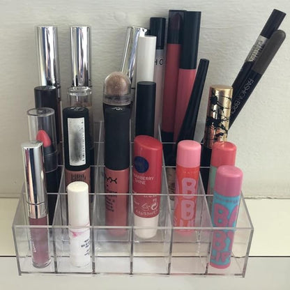 Tecbeauty Lipstick Holder, 24 Slots Clear Lipstick Organizer Acrylic Lipgloss Storage Display, Small