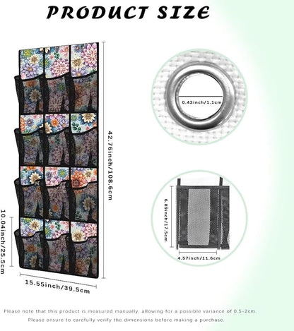 12 Large Mesh Pockets Over the Door Shoe Organizer Mandala Hanging Shoe Rack for Closet Breathable Shoe Hanger for Bedroom Bathroom