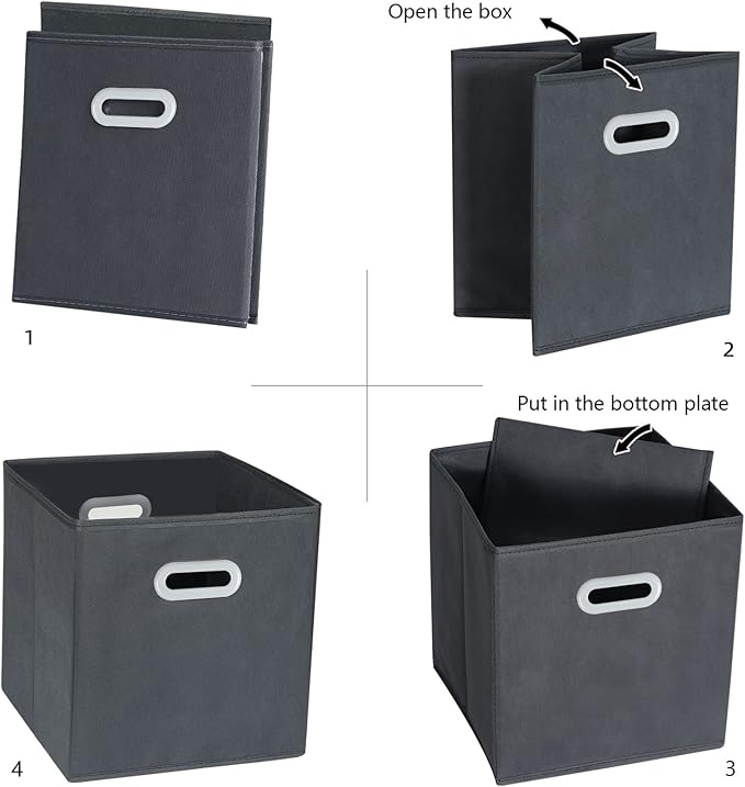 Fabric Cloth Storage Bins,Fabric Cube Organizer with Dual Handles Foldable Cube Storage Baskets for Home Bedroom Storage,Set of 3, Gray