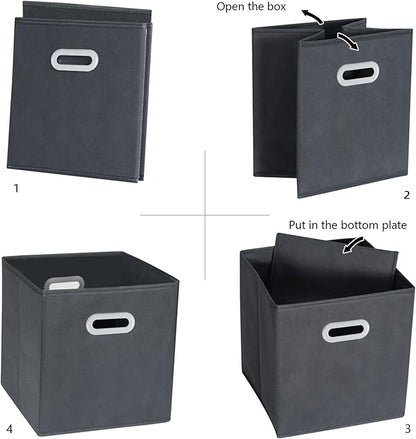 Fabric Cloth Storage Bins,Fabric Cube Organizer with Dual Handles Foldable Cube Storage Baskets for Home Bedroom Storage,Set of 3, Gray