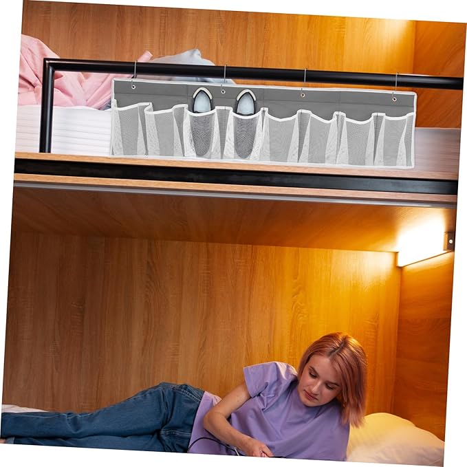 Amosfun 8-Pocket Bedside Shoe Organizer Wall-Mounted Mesh Storage Bag for and Home for Travel and Space-Saving Shoe Storage