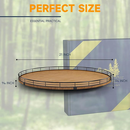 21" Lazy Susan Turntable, Wooden Organizer for Dining Table, Pantry, Kitchen, Countertop, Cupboard,Home Decor, Walnut