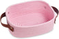 ABenkle Small Storage Basket, Mini Rope Woven Baskets, Cute Shelf Closet Storage Organizer, Boho Decorative Toy Bin for Nursery, Living Room, Spa, Empty Gift Basket - XS, Pink