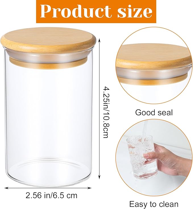 Dimeho 10 Pack Glass Apothecary Jars with Lids Holder Bathroom Canisters Restroom Bedroom Vanity Organizer Small Clear Cotton Balls Dispenser Vanity Makeup Storage Accessories