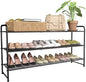 3-Tier Long Metal Shoe Rack,Extra Large Capacity Adjustable Stackable Shoe Organizer Shelf for Closet Entryway,Bronze 42" W × 24.5" H