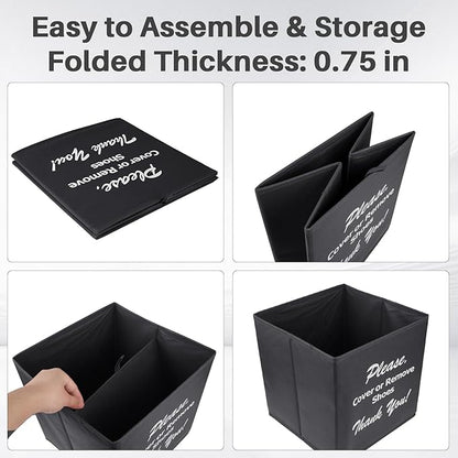 Opret Large Shoe Cover Box Black, Real Estate Agent Supplies, Disposable Shoe Cover Dispenser Box for Open House, Foldable Storage Bin