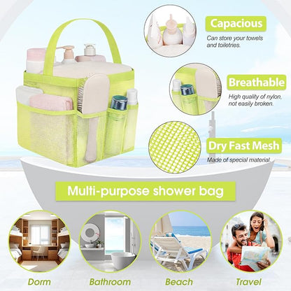 Attmu Mesh Shower Caddy Portable for College Dorm Room Camping Essentials, Shower Caddy Dorm with 9-Pockets, Large Capacity Hanging Basket Bathroom Bag for Toiletry, Swimming, Gym, Camp, Beach
