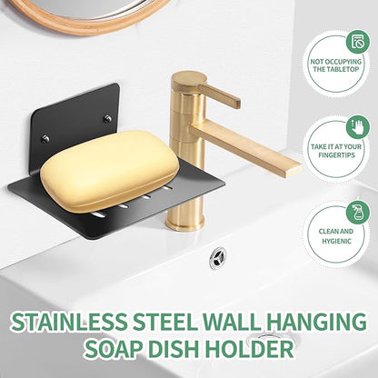 YUZP Soap Holder for Shower with Stainless Steel,Rustproof Soap Saver Sponge Holder for Bathroom,Tub,Kitchen Sink (Black Bore)