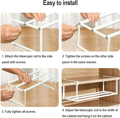 Hanging Shoe Organizer for Shoe Cabinet, Expandable Shoe Rack 15.7“-27.5“, Under Shelf Storage for Closet, Retractable Space Saving Rack for Pantry Laundry Room (1 Pack)
