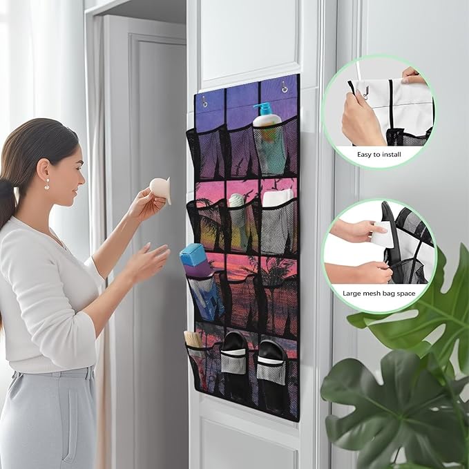 Generic Sunset Sea Over The Door Shoe Organizer Heavy Duty Reusable Over The Door Pantry Organizer The Simple But Stylish Design Style Adds A touch of Color to Kitchen Apartments College Dorm