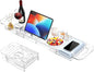 Expandable Bathtub Tray Caddy, AZ. MIFENO Clear Acrylic Bath Tray for Tub for Bath Relaxing, Foldable Bath Table Trays Luxury Spa Bathtub & Bathroom Accessories for Women Gift (Clear)
