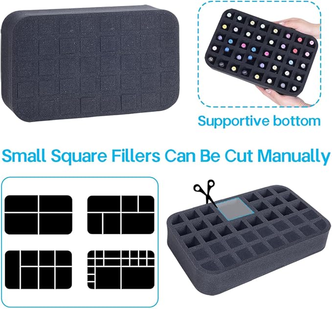 Nail Polish Organizer Holder Foam Pad with Slots for Storage 40 Bottles (15ml/0.5fl.oz) Nail Polish or Essential Oil Tray for Drawers Black