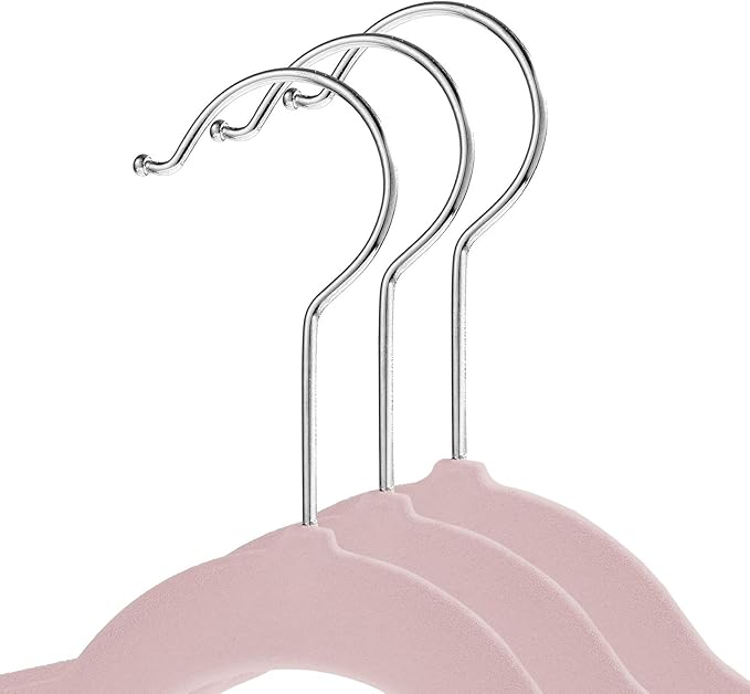 Casafield 50 Velvet Kid's Hangers - 14" Size for Children's Clothes - Light Pink