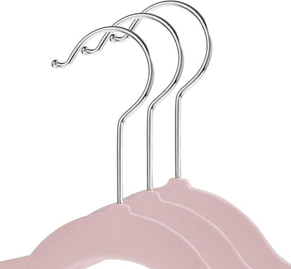 Casafield 50 Velvet Kid's Hangers - 14" Size for Children's Clothes - Light Pink