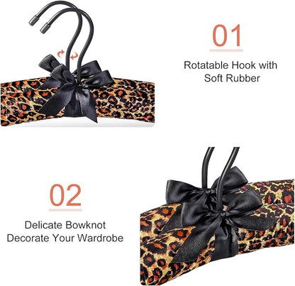 TOPIA HANGER Padded Hangers for Women Clothing,17-inch Satin Hangers 10 Pack Thick Foam Padded No Shoulder Bump for Sweaters, Coat, Blouses, Dresses-Leopard, CT18L-10