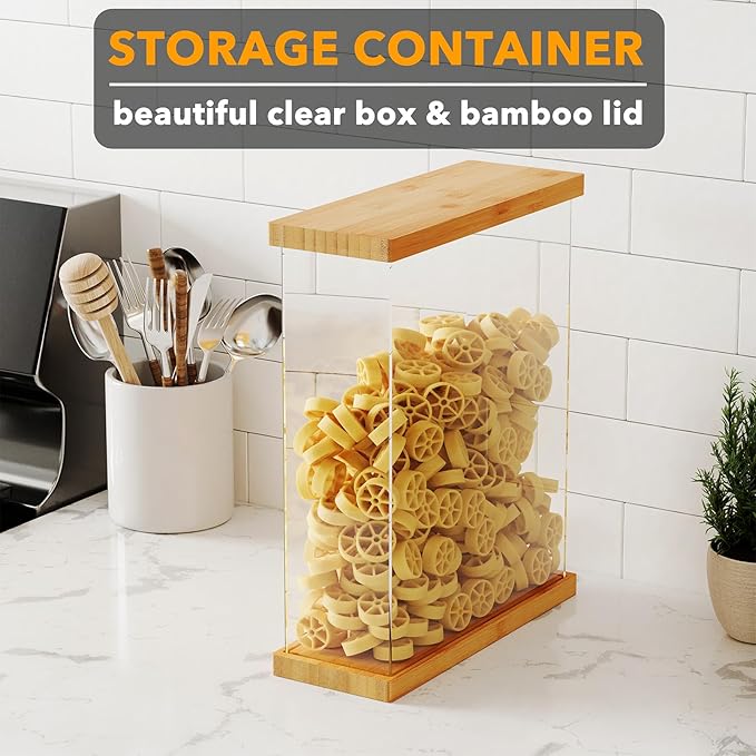 SpaceAid Bamboo Food Storage Container - Airtight Cereal Containers with Lids, Kitchen Cereal Canisters Pantry Organizers and Storage for Rice, Flour, Coffee, Snack, Medium 1 Pack