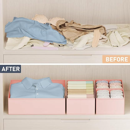 DIMJ Drawer Organizer Clothes Storage - 24 Pack Baby Dresser Organizer for Nursery, Foldable Closet Drawer Organizer Bins for Bedroom Organization, Fabric Storage Dividers for Socks, Underwears, Bras