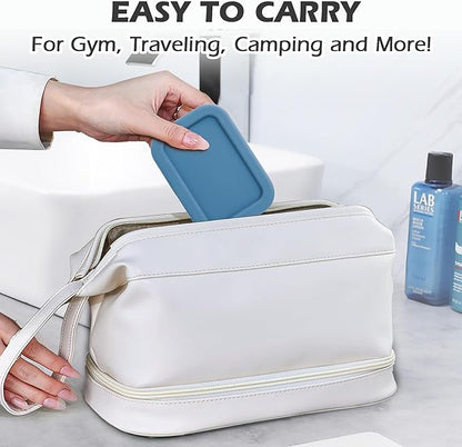 AIDIMMING Leak Proof Silicone Travel Soap Case with Draining Layer, Compact Portable Soap Container, Shatterproof Soap Holder for Traveling, Camping, Gym, Bar Soap Caddy (Dark Blue)