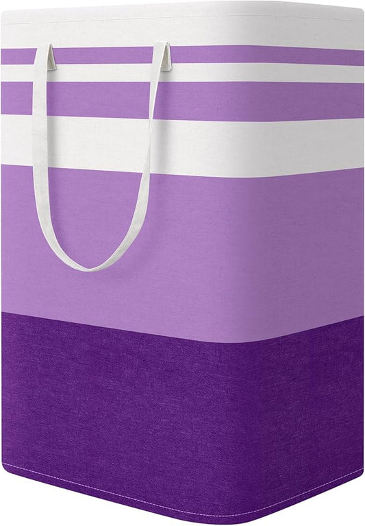 StorageRight Large Collapsible Laundry Basket Hamper with Easy Carry Handles，Freestanding Clothes Hampers for Laundry, Bedroom, Dorm, Towels, Toys, 75L, Purple