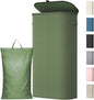 Lifewit Slim Laundry Basket with Lid, Narrow Large Laundry Hamper with Plastic Handles and Removable Bag, Tall Foldable Dirty Clothes Hampers for Laundry Room, Bedroom, Bathroom, Dorm, 75L Green